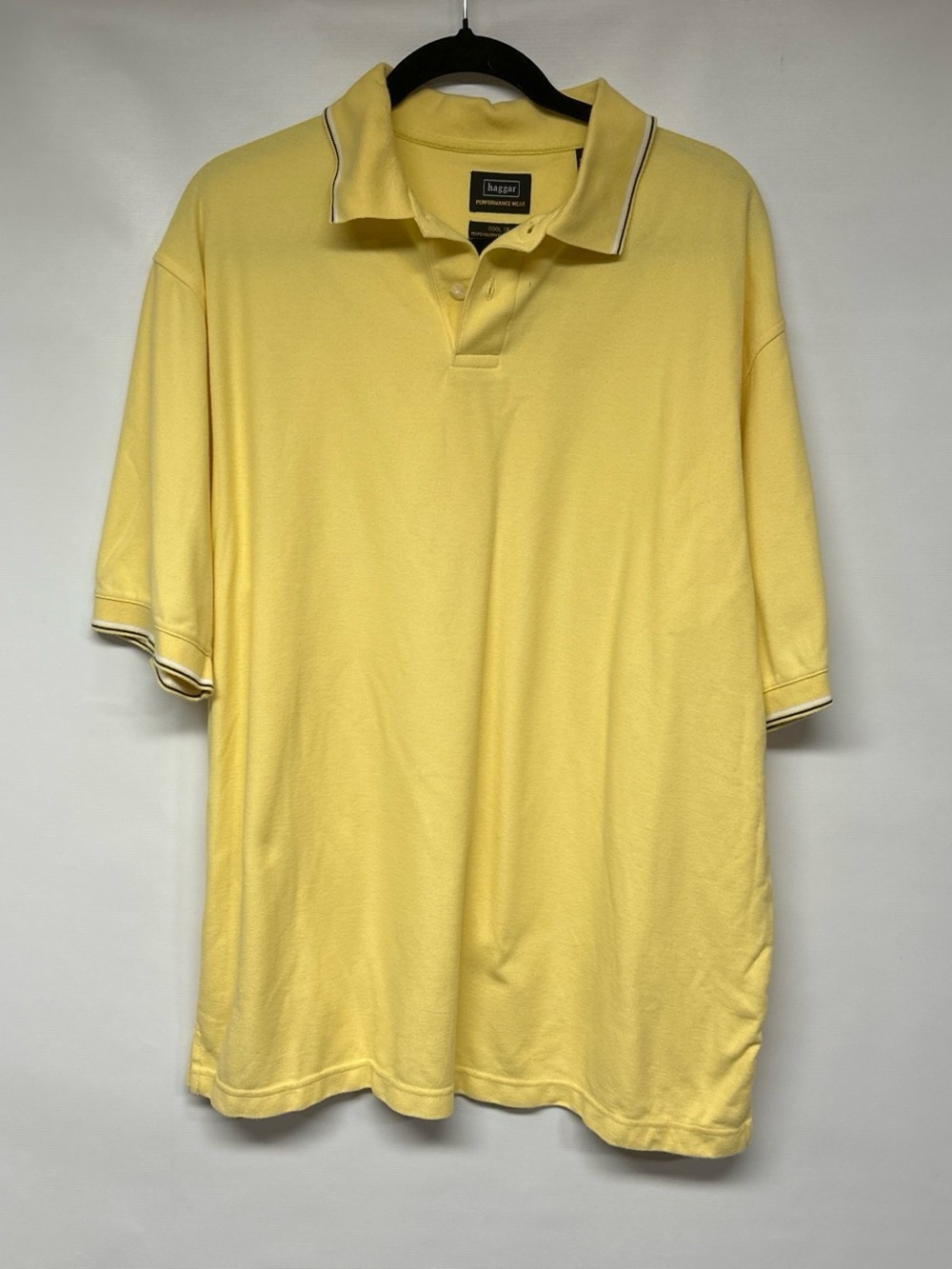 Haggar Yellow Short-Sleeve Polo with Contrast Trim